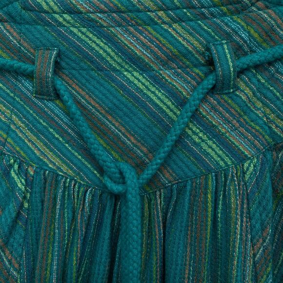 Free People Harem Pants XS Teal Woven Stripe Drop Crotch Boho Festival - Picture 3 of 10